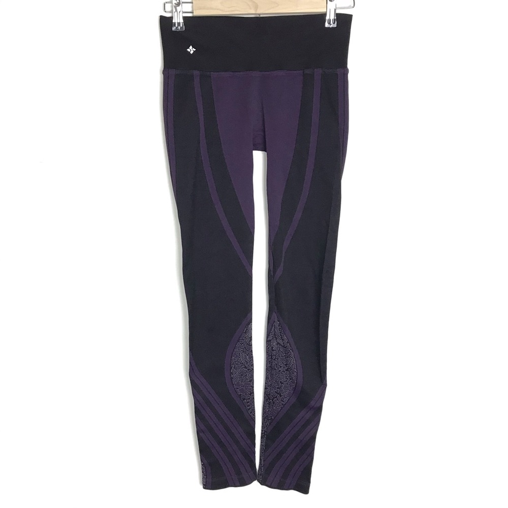 NUX black purple seamless compression leggings M